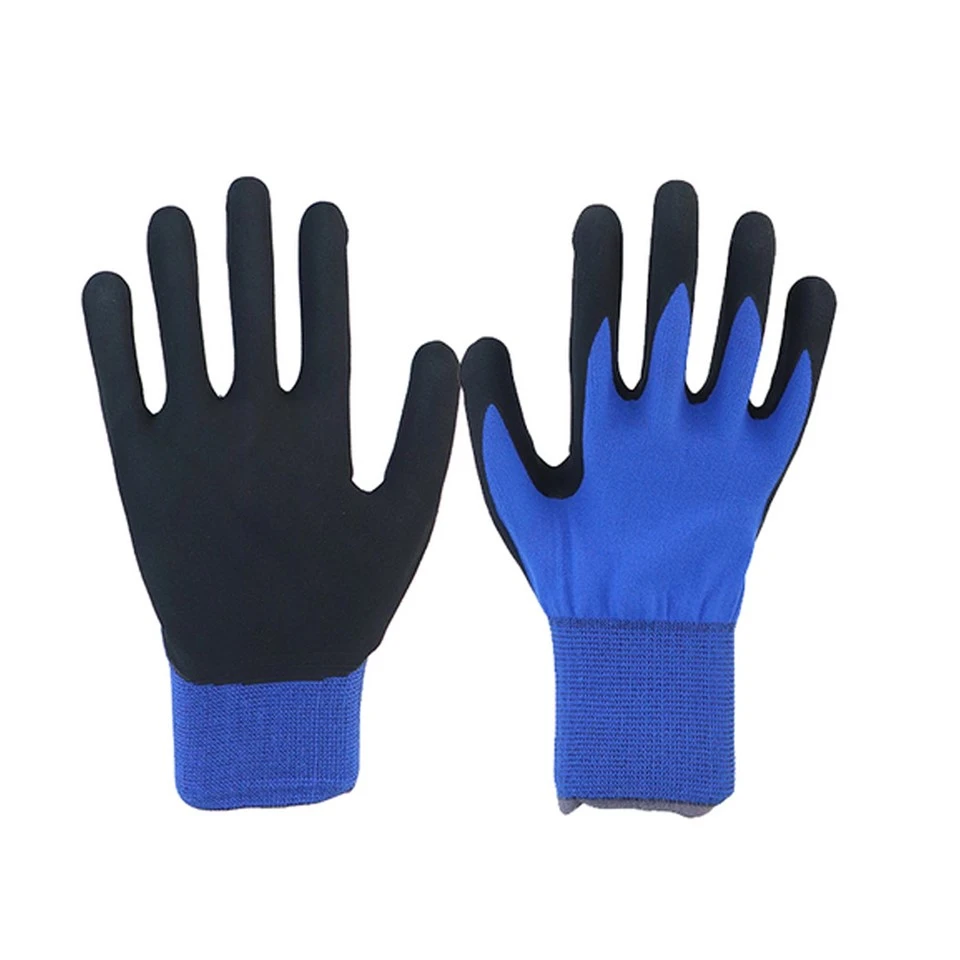 13 Needle Blue Polyester Black Nitrile Scrub